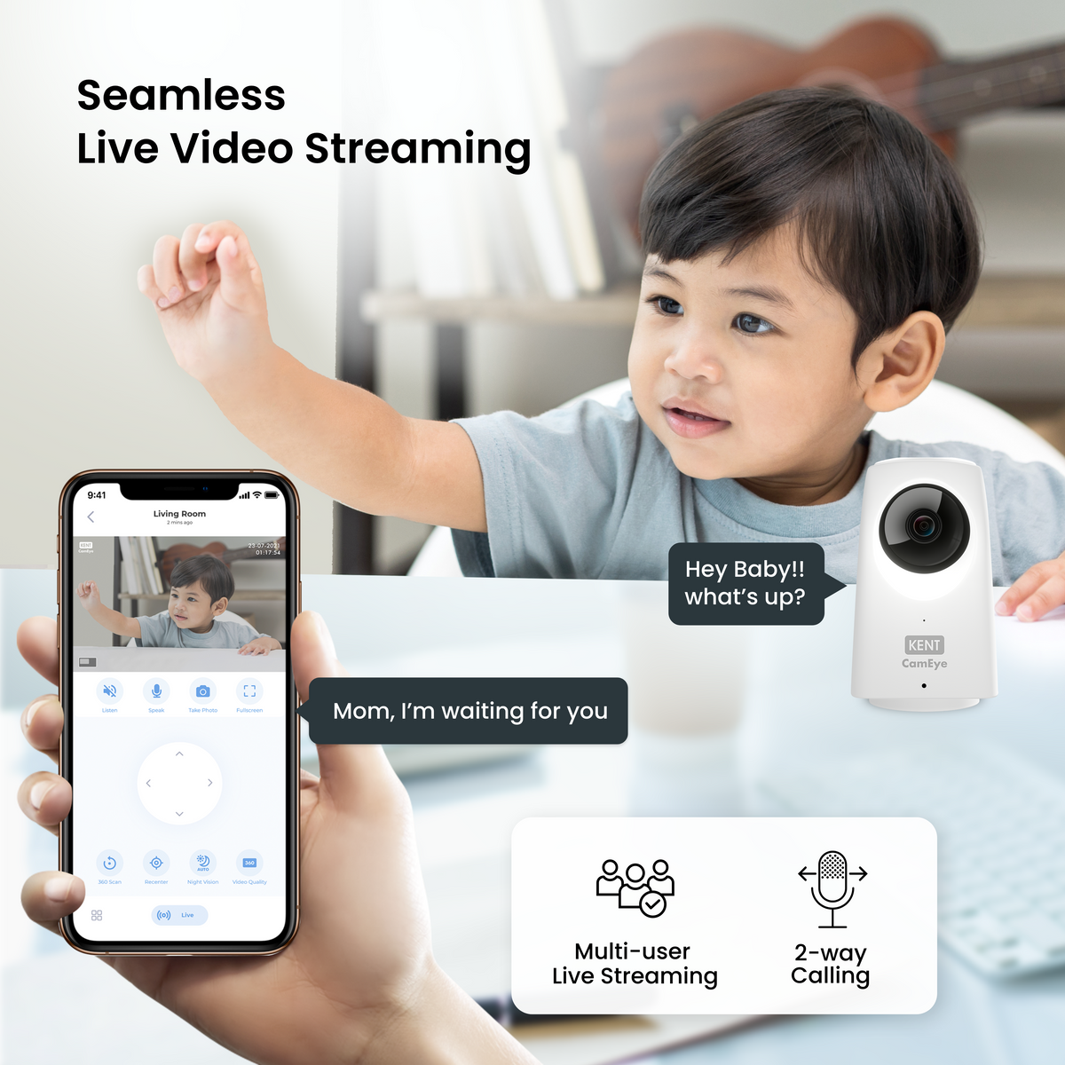 Kent CamEye HomeCam 360 CCTV WiFi Security Camera FHD & Night Visi