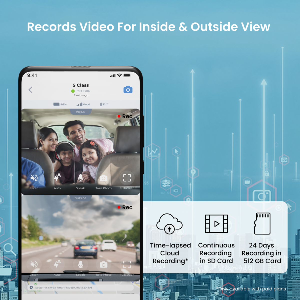 Kent CamEye CarCam 2 Dual DashCamInside & Outside Live Streaming